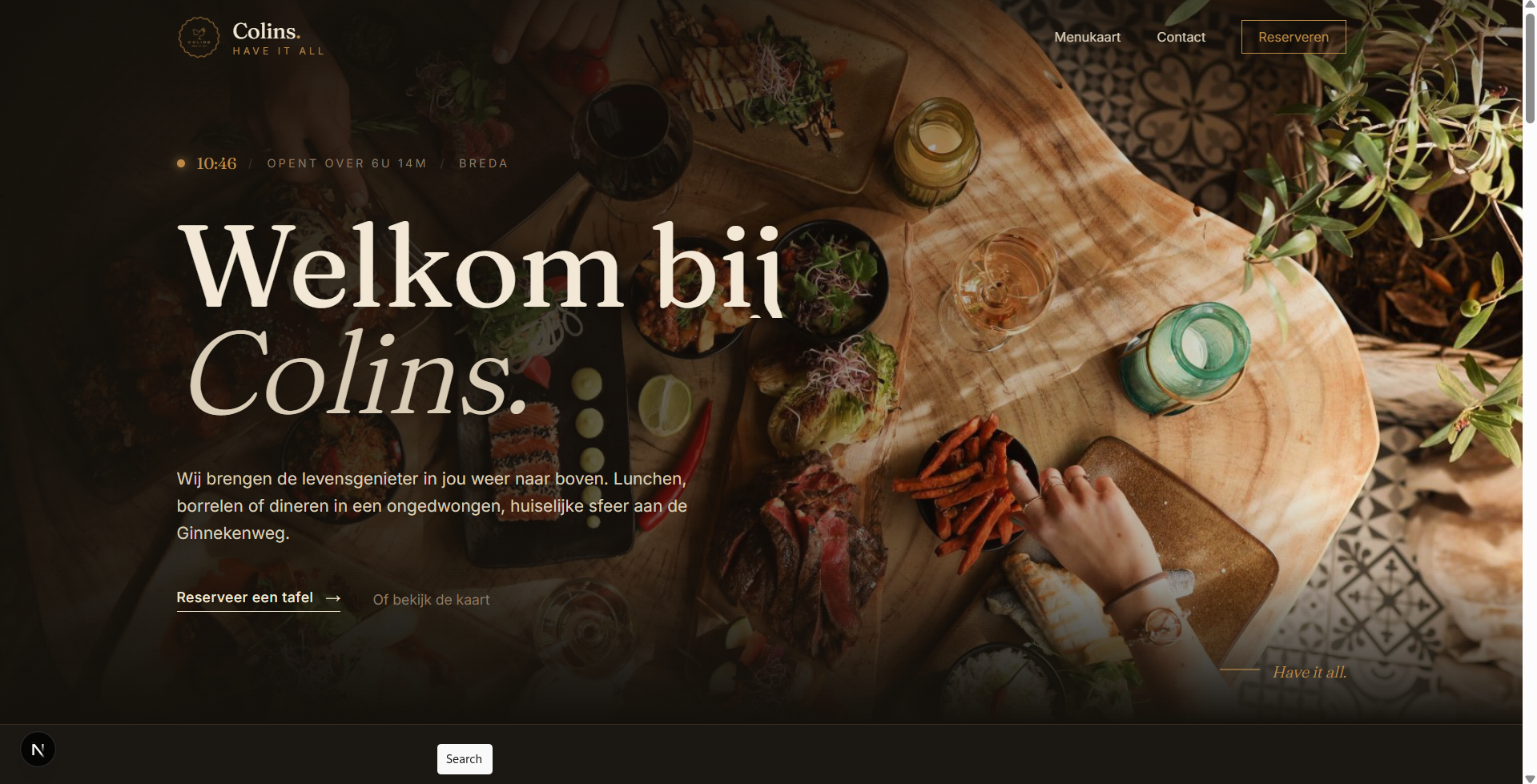 Colins website hero — Welkom bij Colins